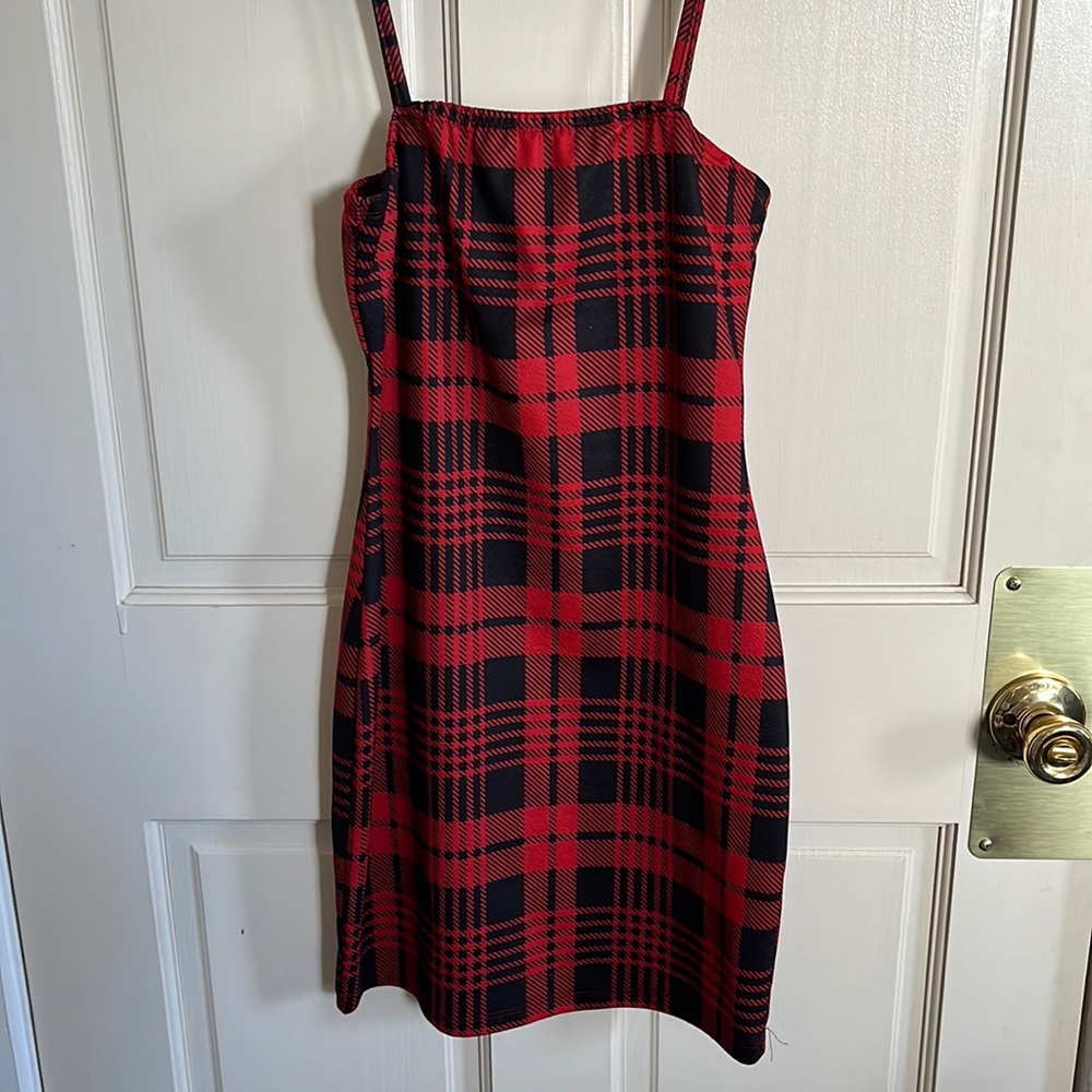 Red and Black Plaid Mini Dress